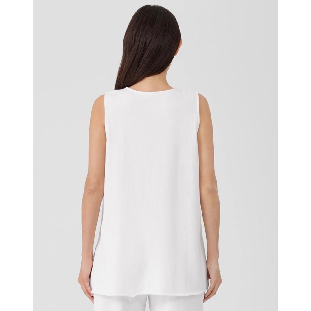 NWT Eileen Fisher White Organic Cotton French Terry Crew Neck Tunic - Picture 3 of 8